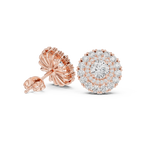 Double Halo Round Diamond Stud Earrings