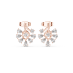 Pear Diamond Floral Stud Earrings