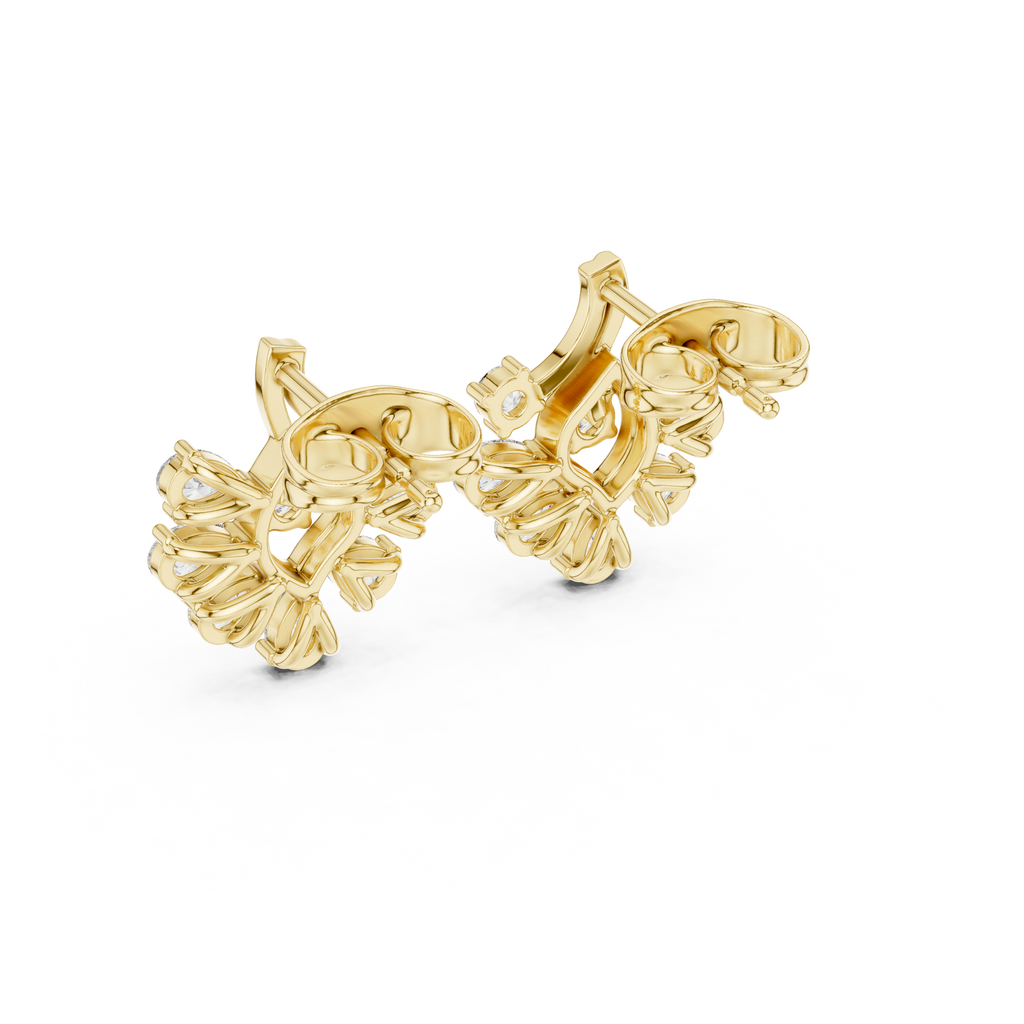 Pear Diamond Floral Stud Earrings
