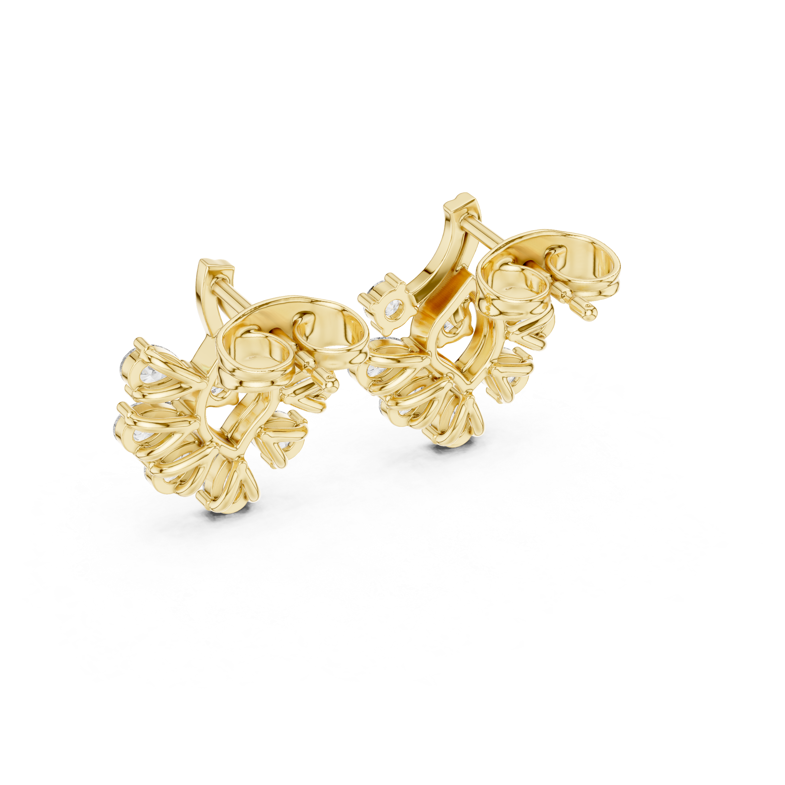 Pear Diamond Floral Stud Earrings