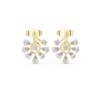 Pear Diamond Floral Stud Earrings