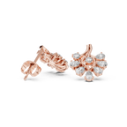 Pear Diamond Floral Stud Earrings