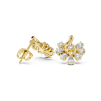 Pear Diamond Floral Stud Earrings