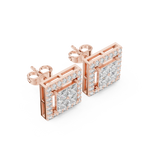Princess Cut Halo Diamond Stud Earrings