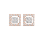 Princess Cut Halo Diamond Stud Earrings