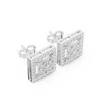 Princess Cut Halo Diamond Stud Earrings