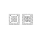 Princess Cut Halo Diamond Stud Earrings