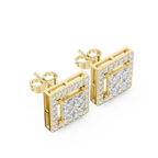 Princess Cut Halo Diamond Stud Earrings