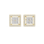 Princess Cut Halo Diamond Stud Earrings
