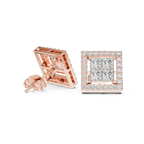 Princess Cut Halo Diamond Stud Earrings