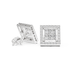 Princess Cut Halo Diamond Stud Earrings