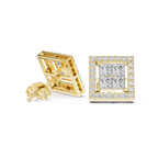 Princess Cut Halo Diamond Stud Earrings