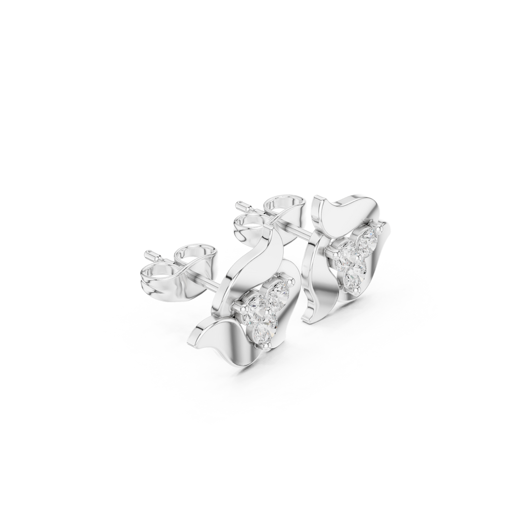 Floral Cluster Diamond Stud Earrings
