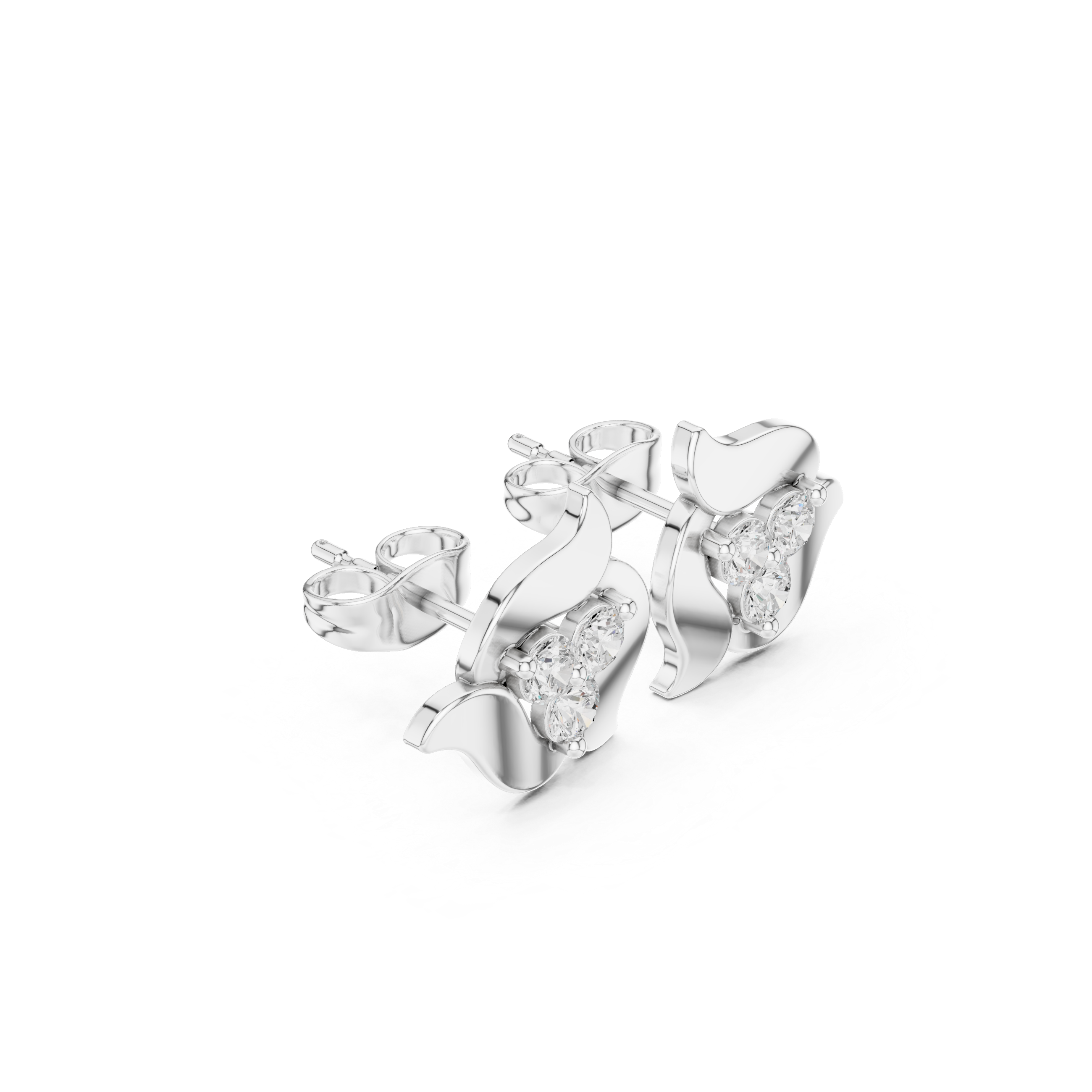 Floral Cluster Diamond Stud Earrings