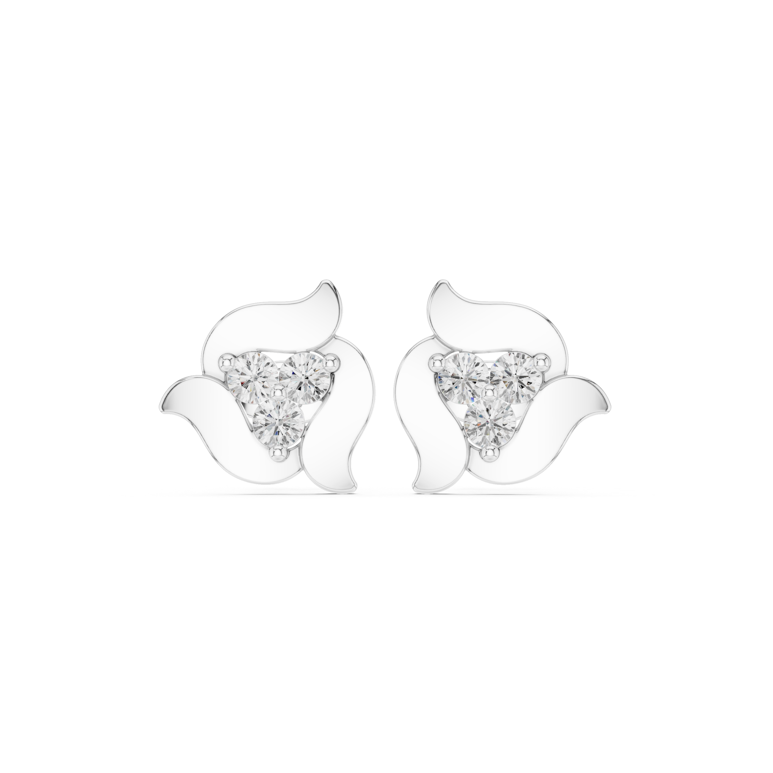 Floral Cluster Diamond Stud Earrings