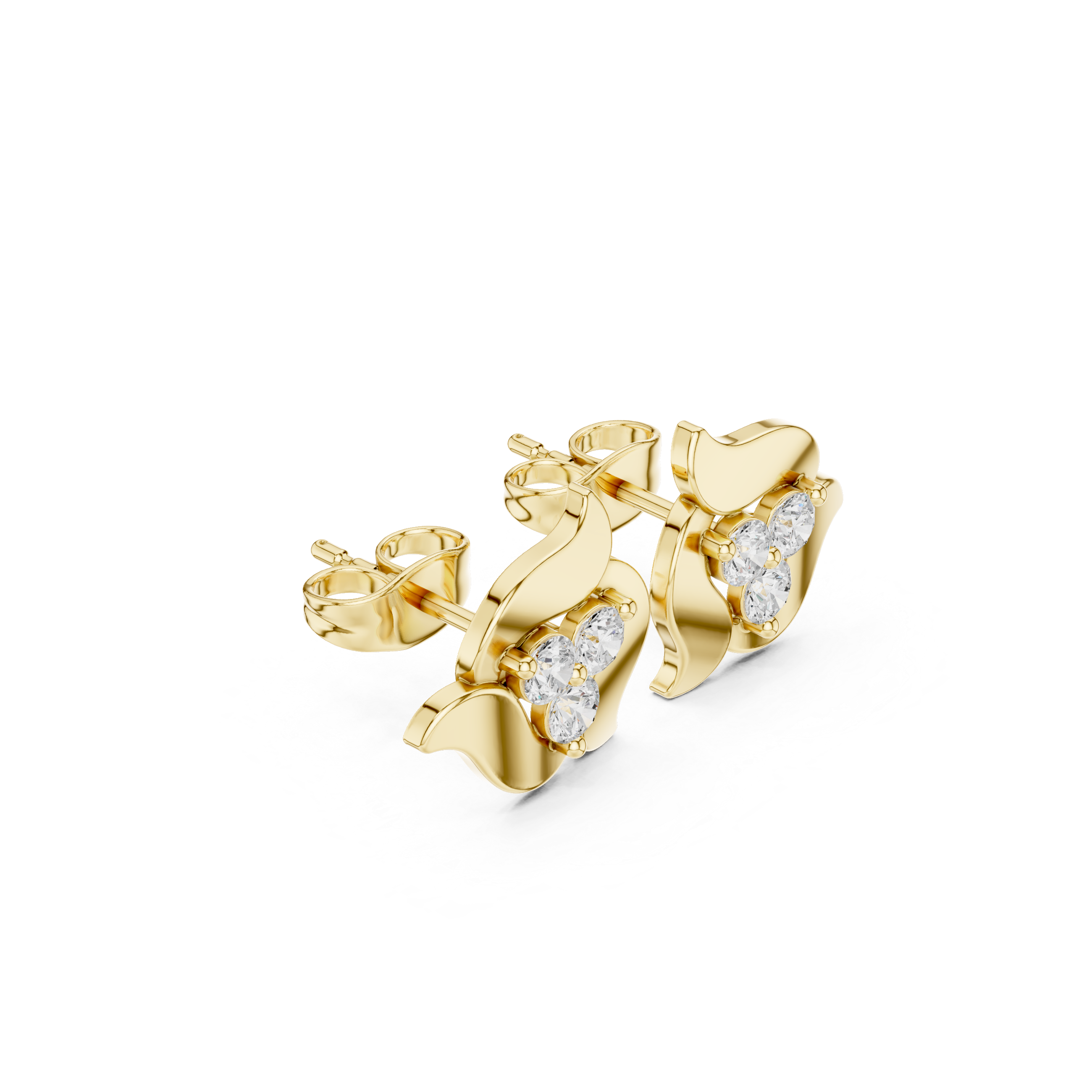 Floral Cluster Diamond Stud Earrings