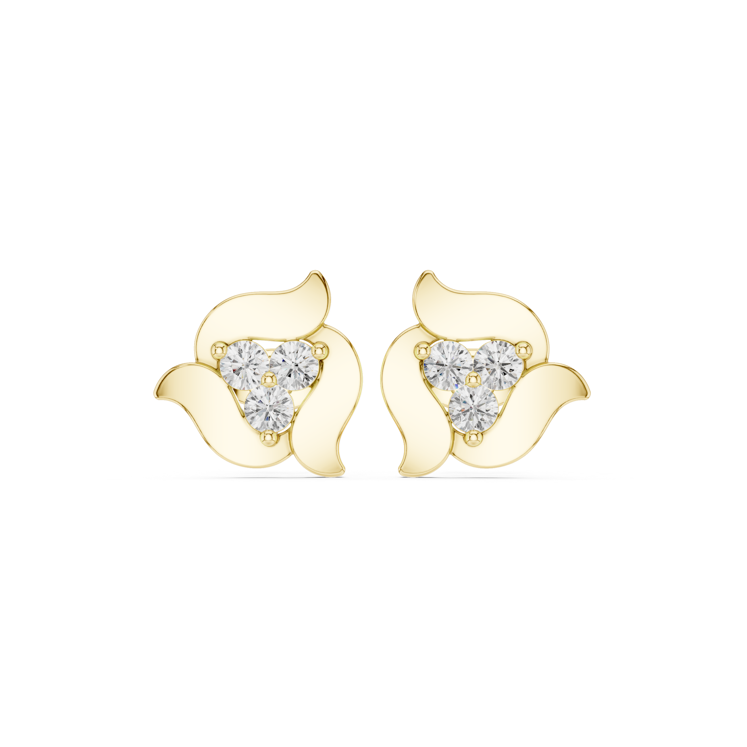 Floral Cluster Diamond Stud Earrings