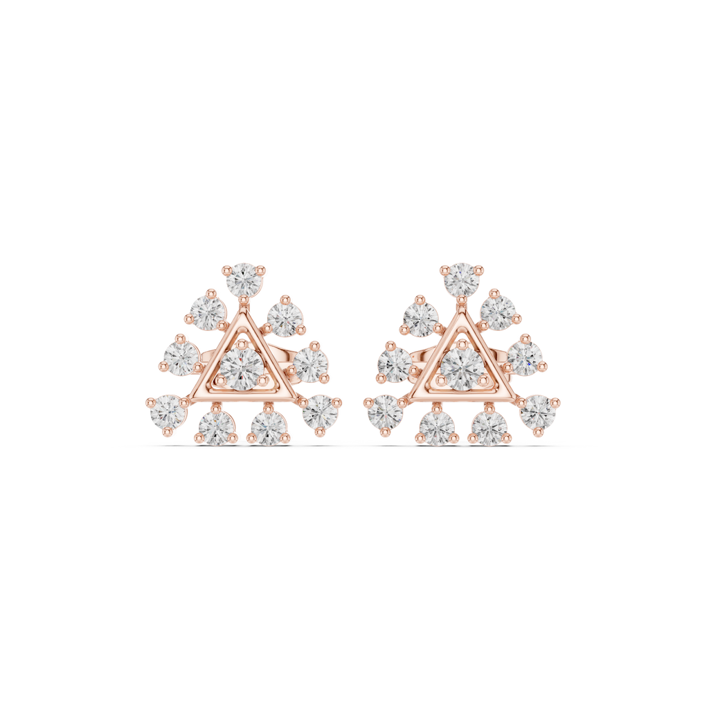 Geometric Triangle Diamond Stud Earrings