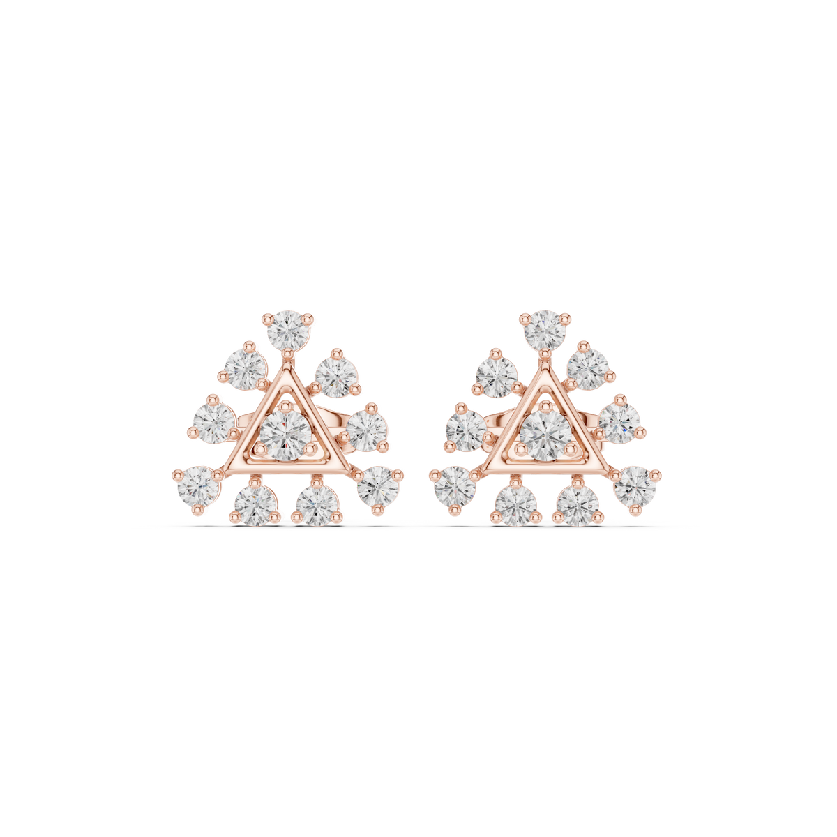 Geometric Triangle Diamond Stud Earrings, gallery image — Jewelix Atelier
