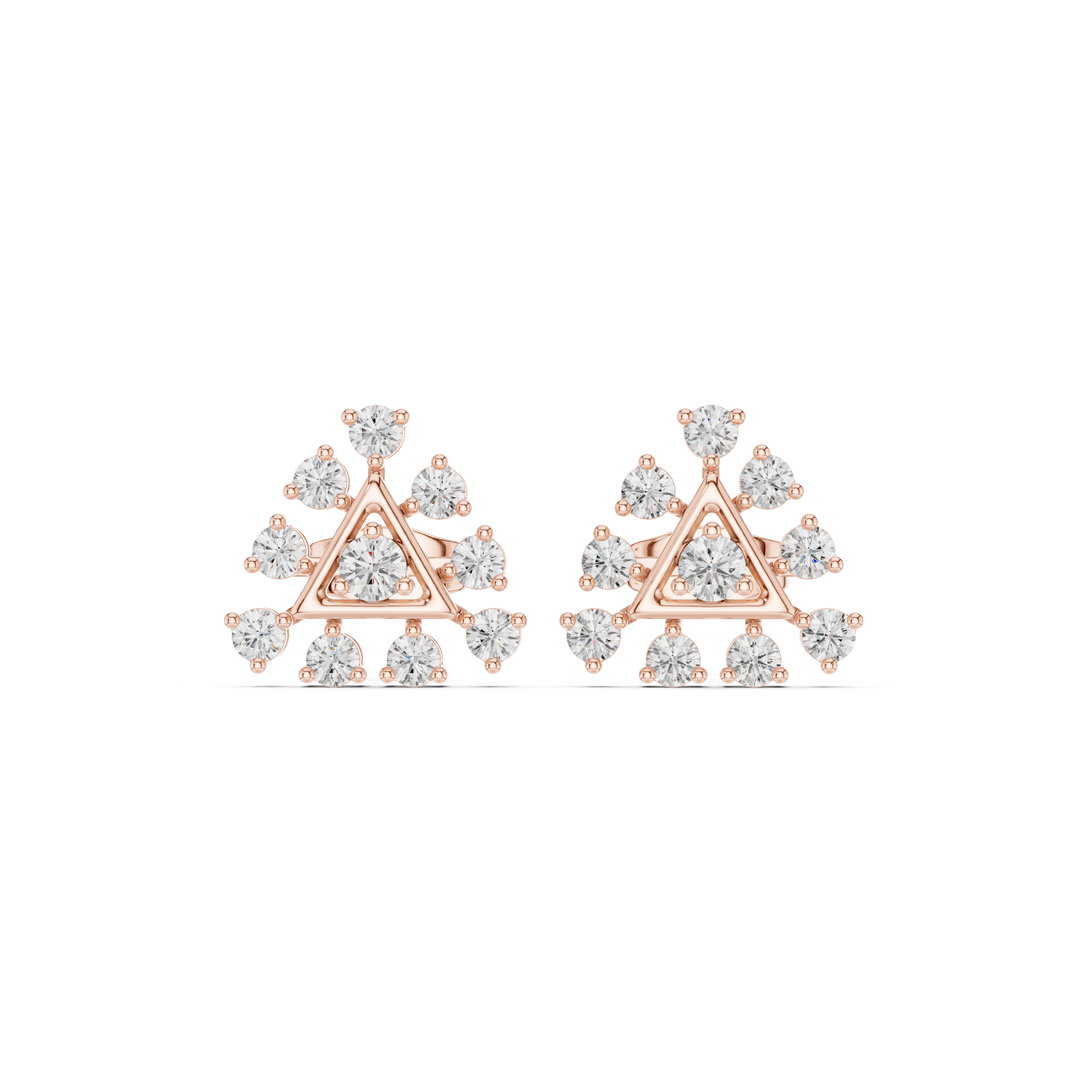 Geometric Triangle Diamond Stud Earrings