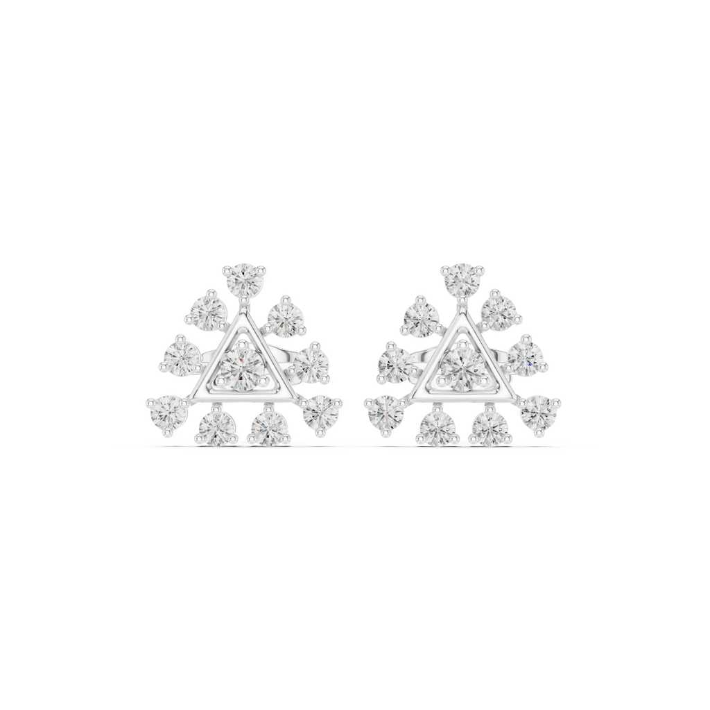 Geometric Triangle Diamond Stud Earrings