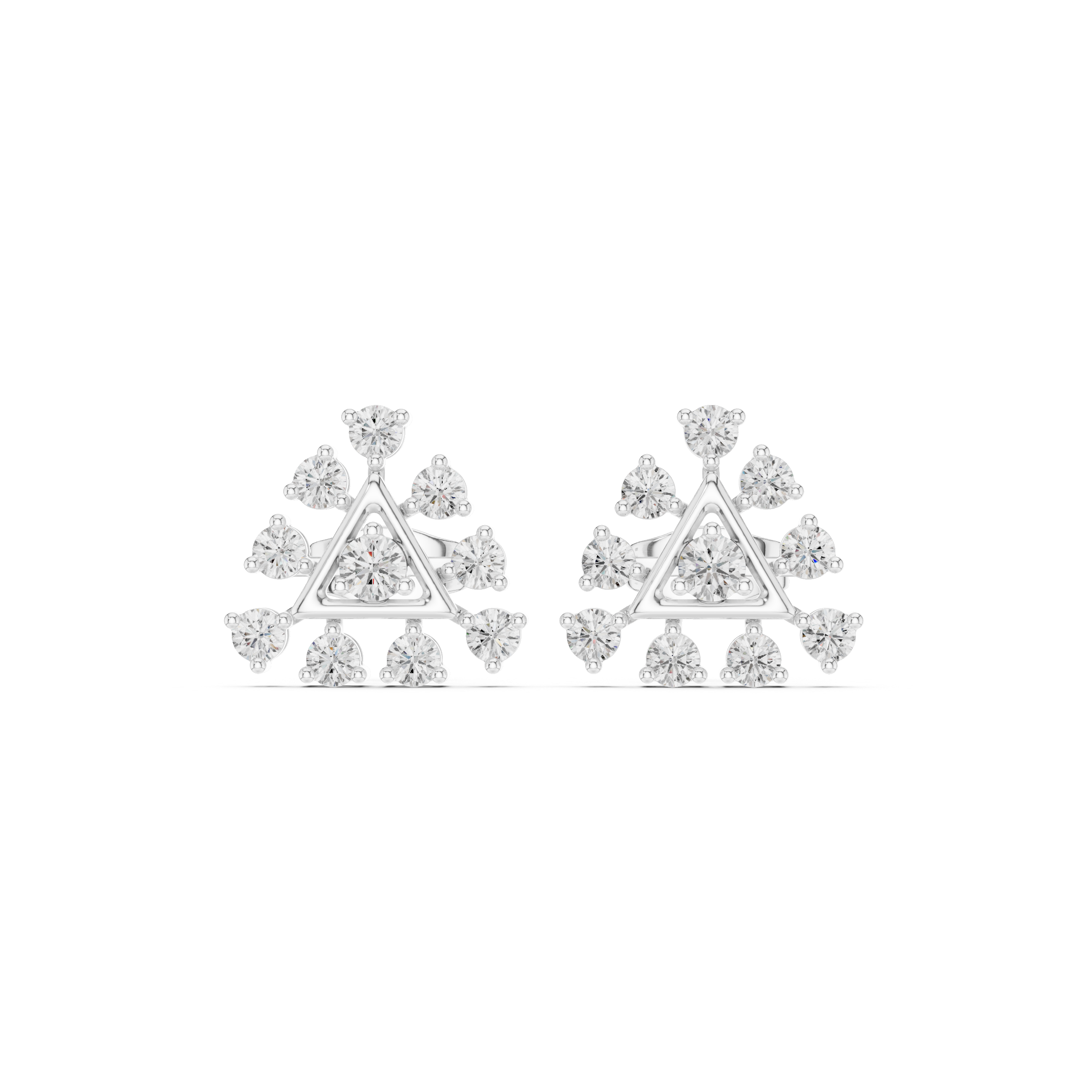 Geometric Triangle Diamond Stud Earrings