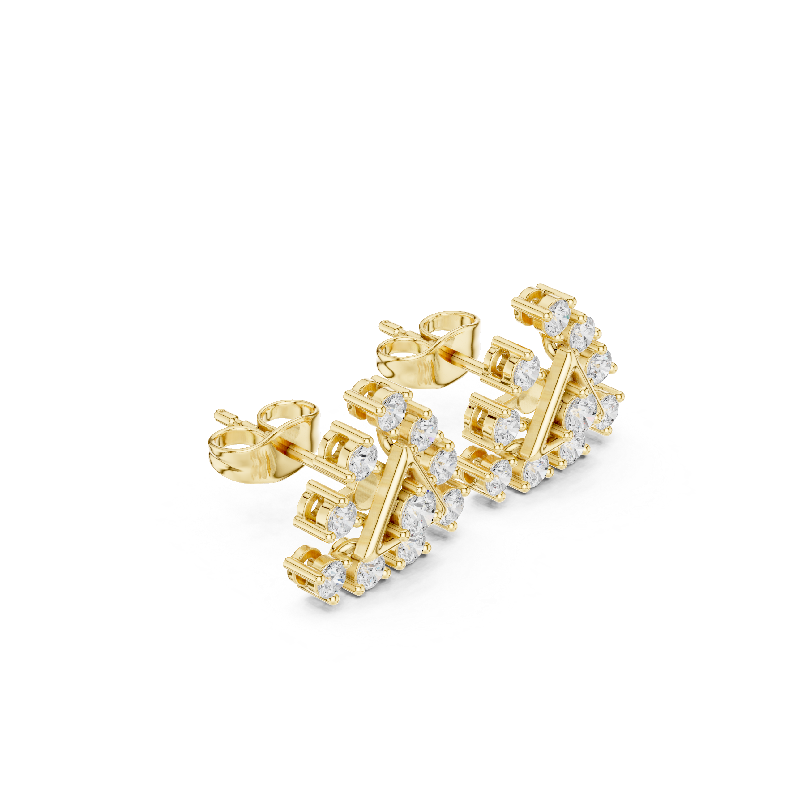 Geometric Triangle Diamond Stud Earrings