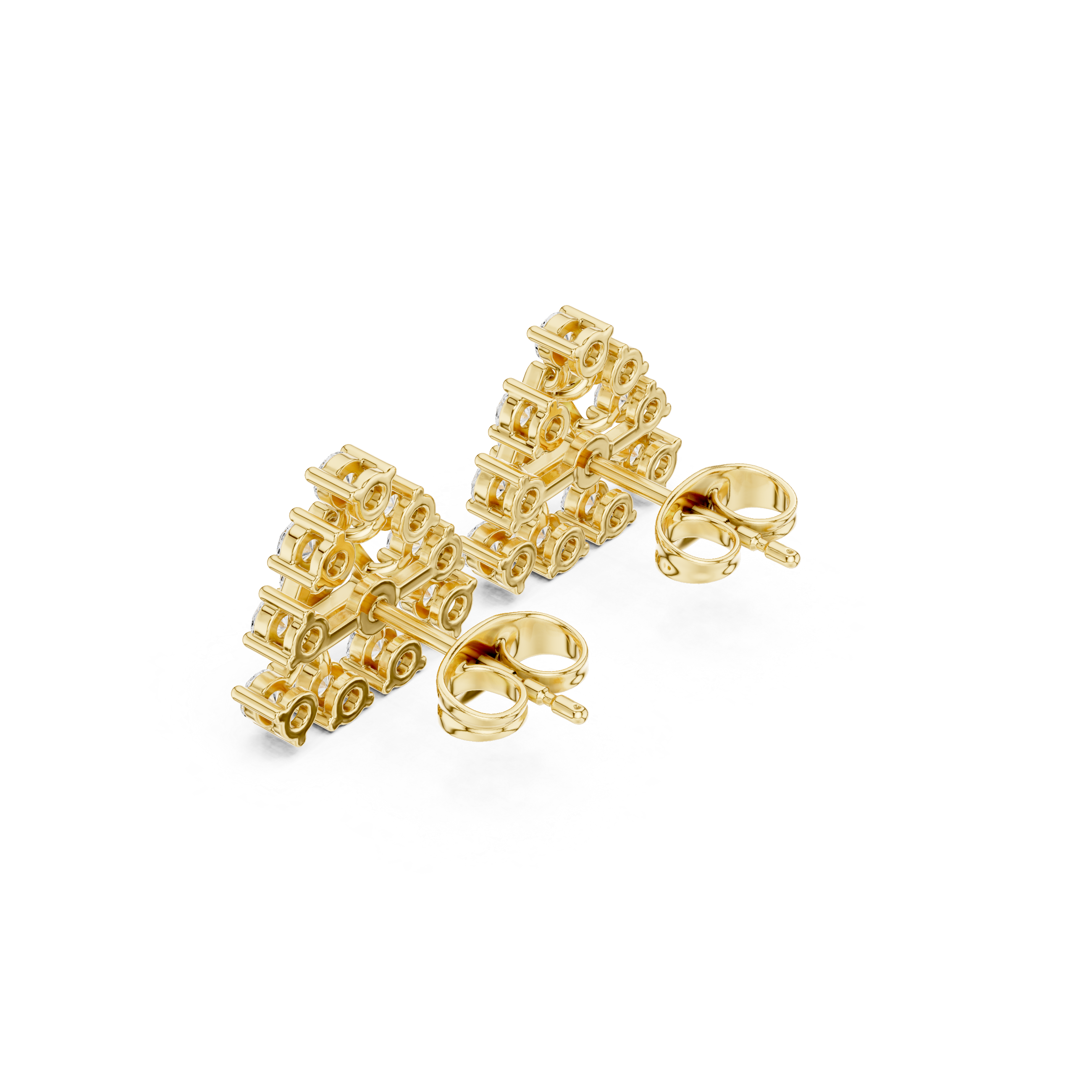 Geometric Triangle Diamond Stud Earrings