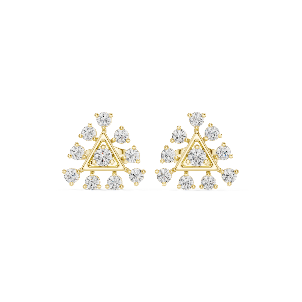 Geometric Triangle Diamond Stud Earrings