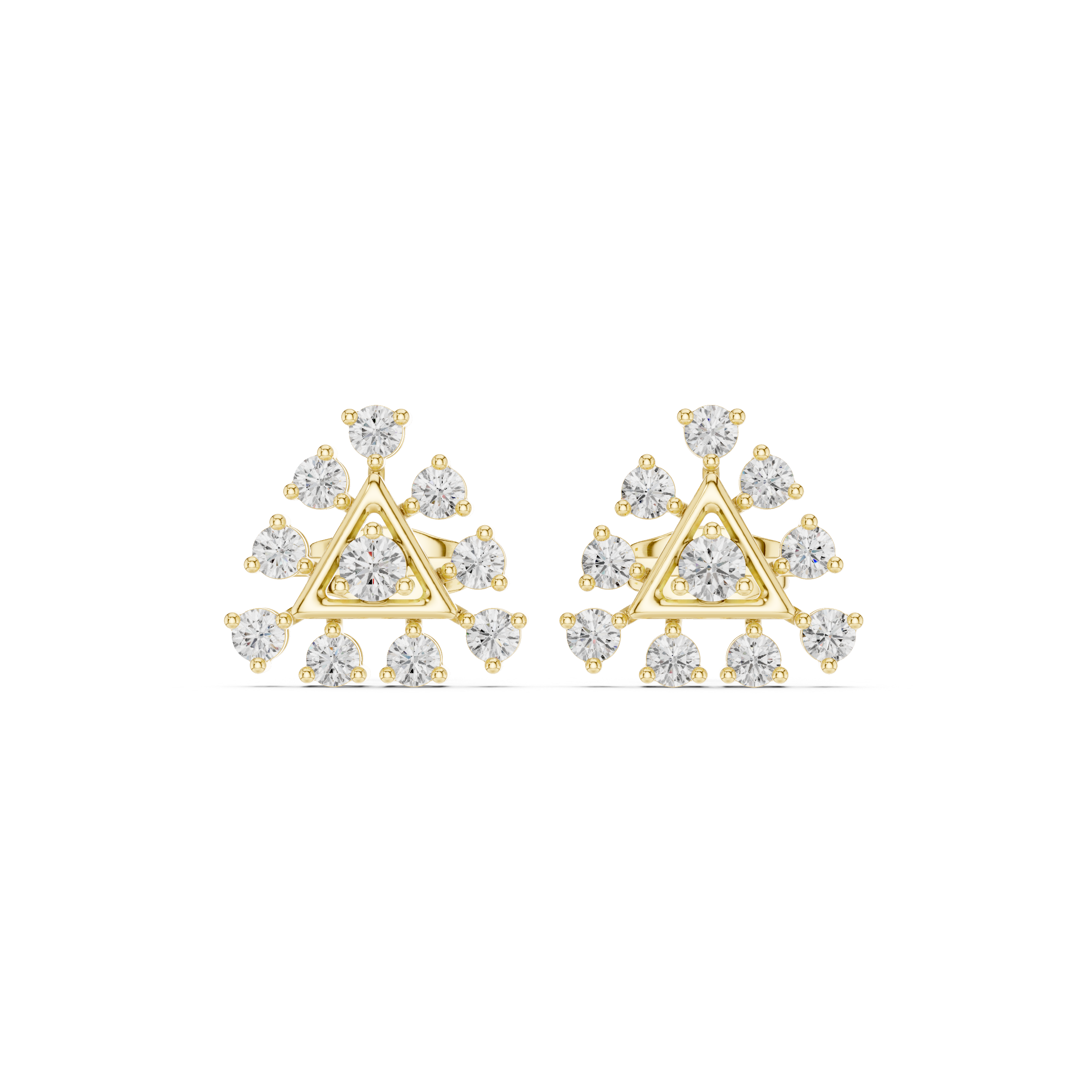 Geometric Triangle Diamond Stud Earrings