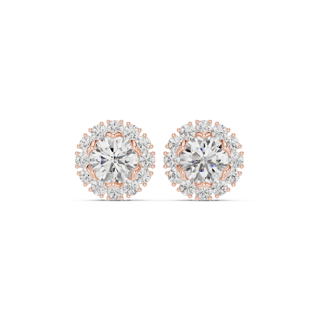 Halo Diamond Stud Earrings