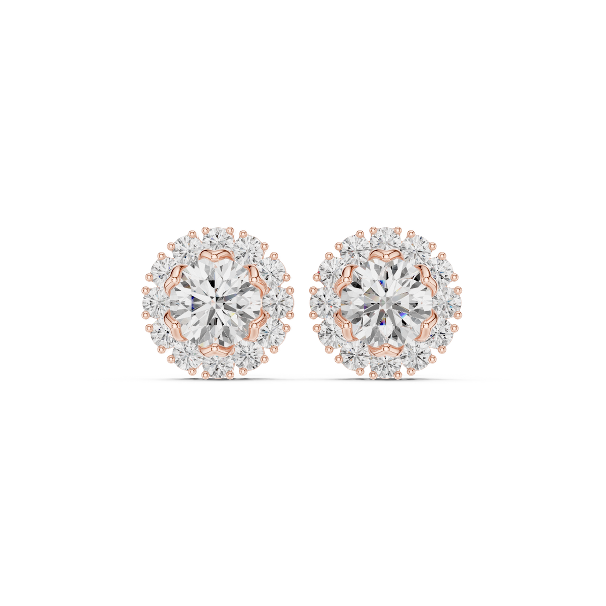 Halo Diamond Stud Earrings, gallery image — Jewelix Atelier