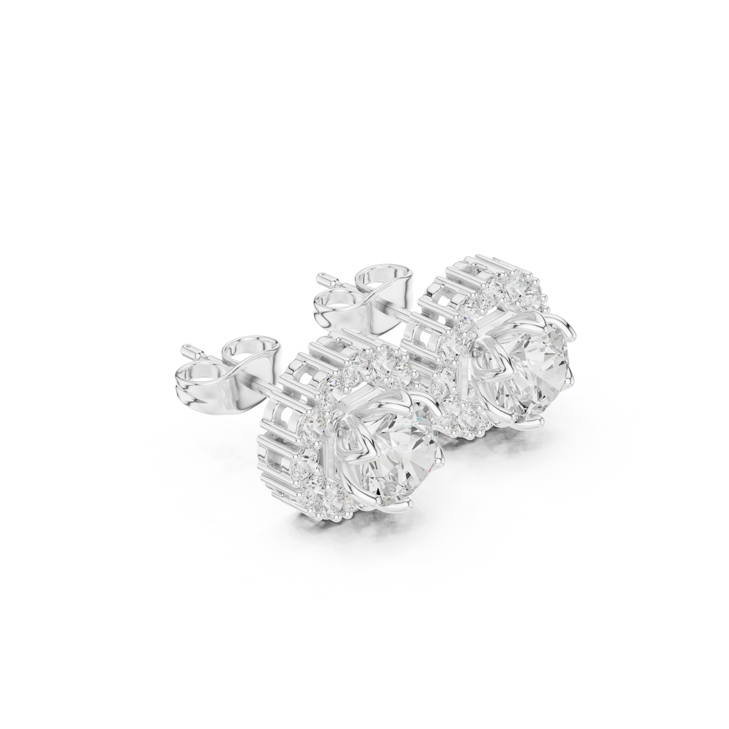 Halo Diamond Stud Earrings