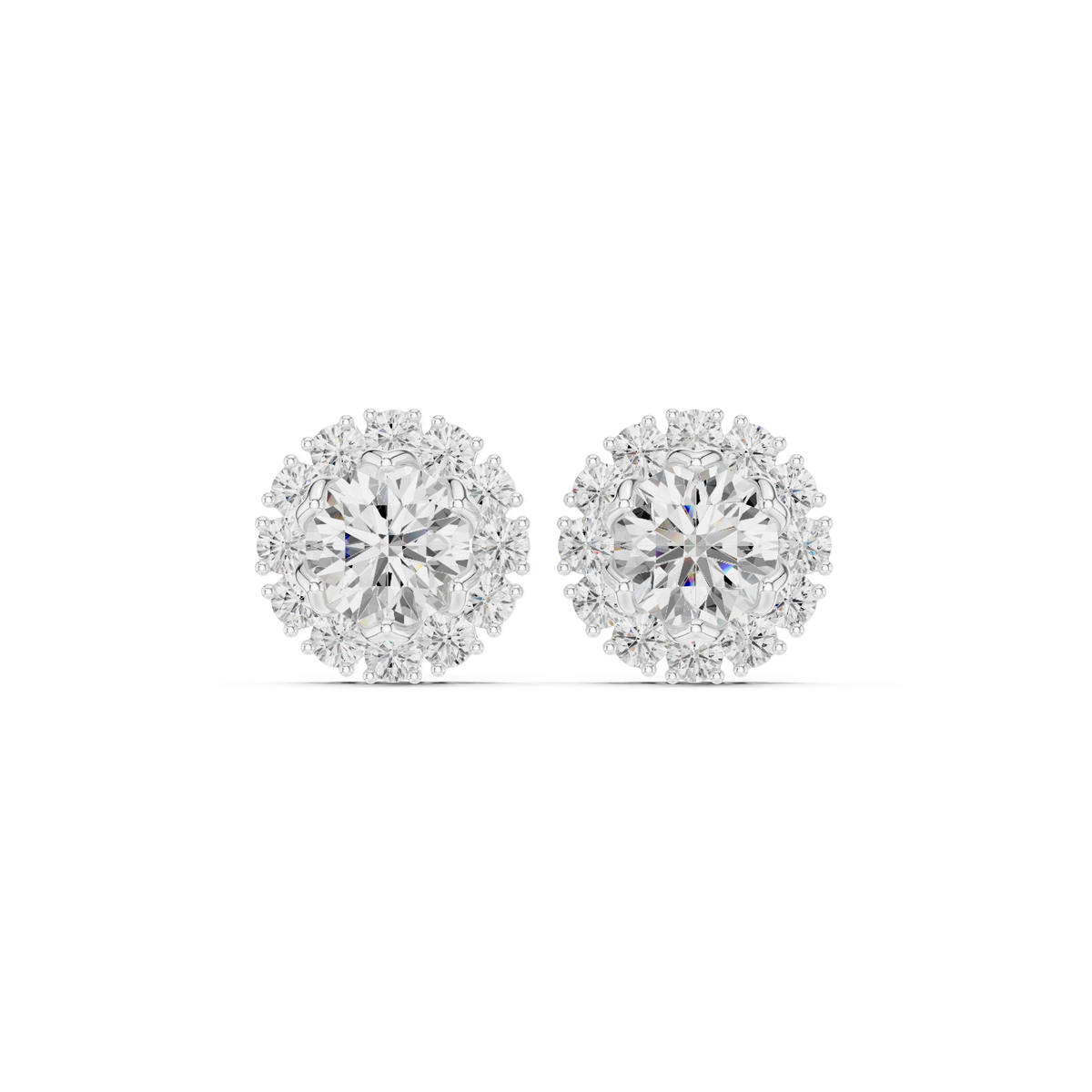 Halo Diamond Stud Earrings — Jewelix Atelier