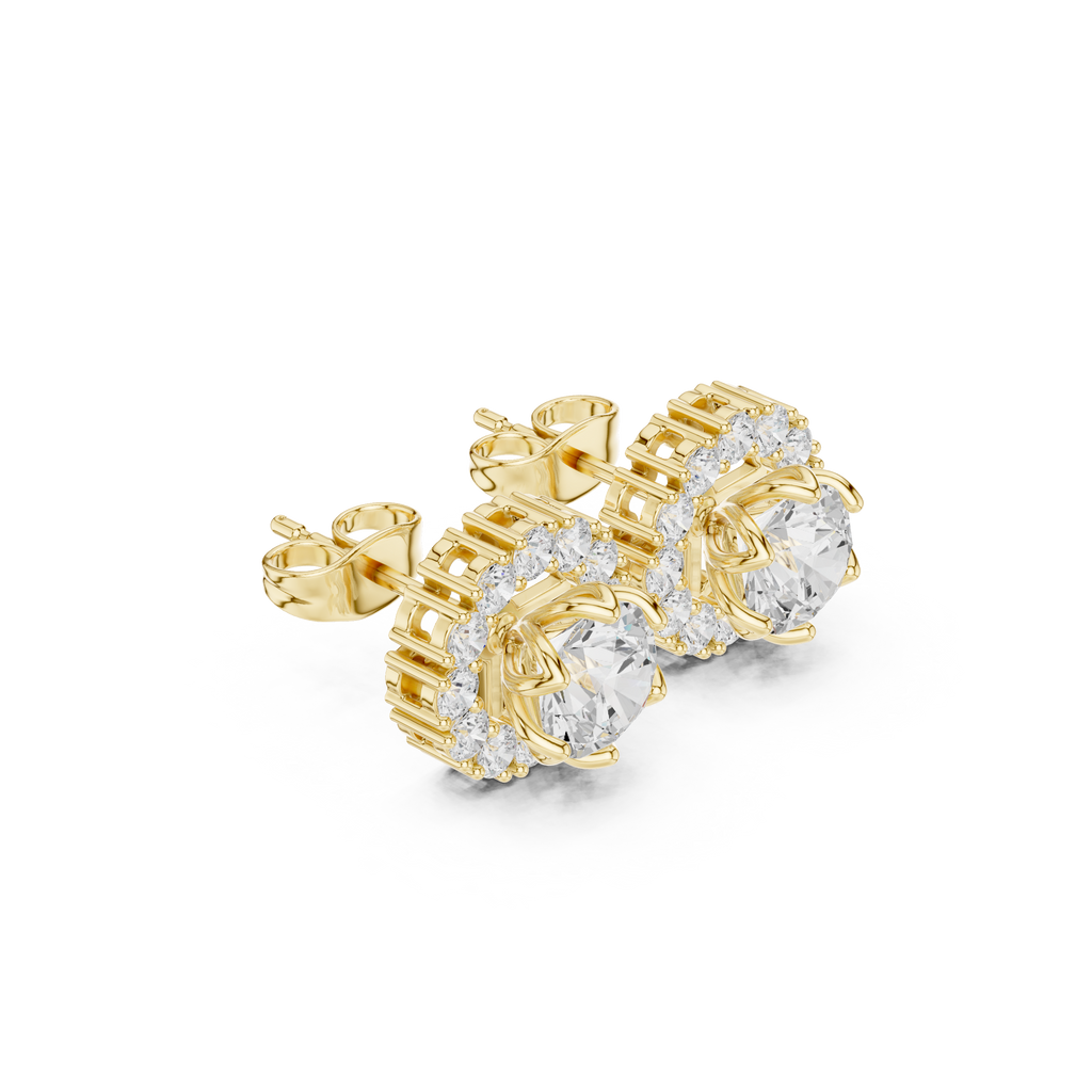Halo Diamond Stud Earrings