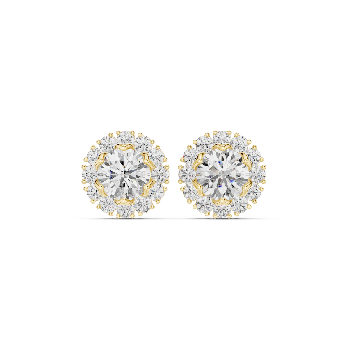 Halo Diamond Stud Earrings, additional photo — Jewelix Atelier