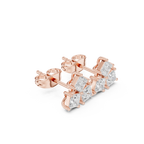 Princess Cut Diamond Cluster Stud Earrings