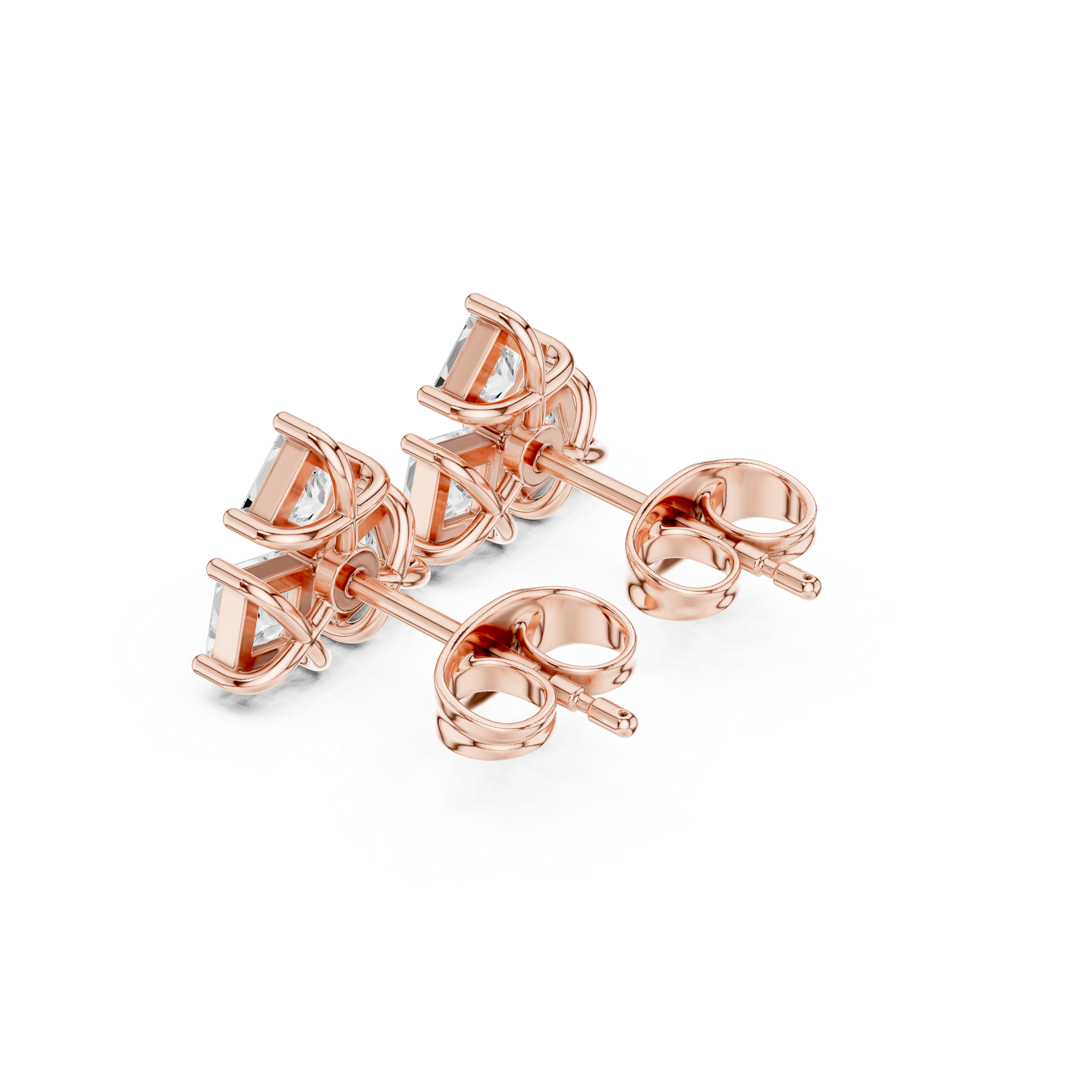 Princess Cut Diamond Cluster Stud Earrings