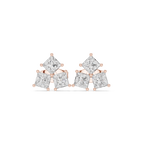 Princess Cut Diamond Cluster Stud Earrings