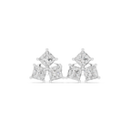 Princess Cut Diamond Cluster Stud Earrings