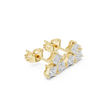 Princess Cut Diamond Cluster Stud Earrings
