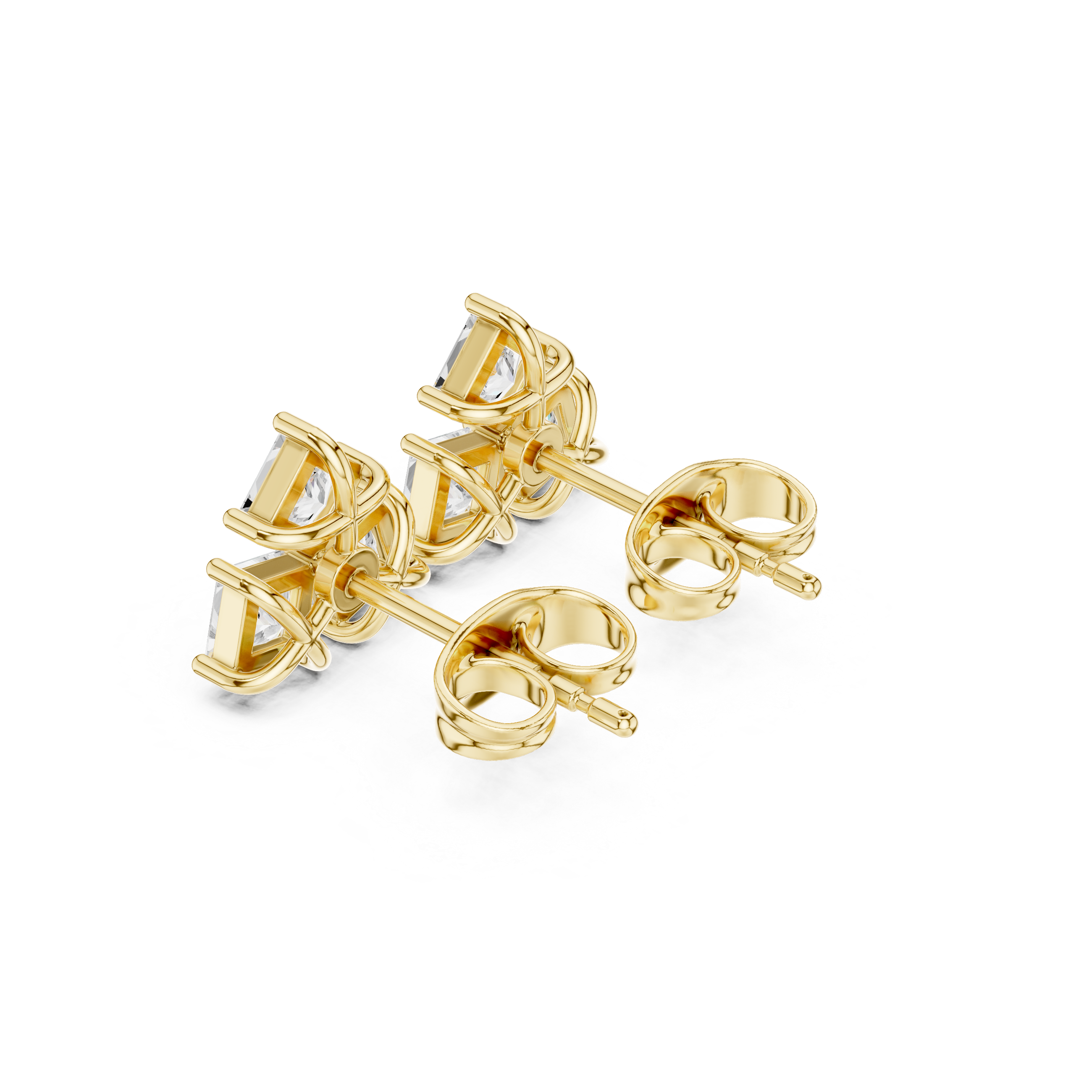 Princess Cut Diamond Cluster Stud Earrings