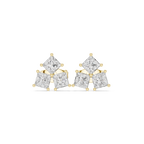 Princess Cut Diamond Cluster Stud Earrings