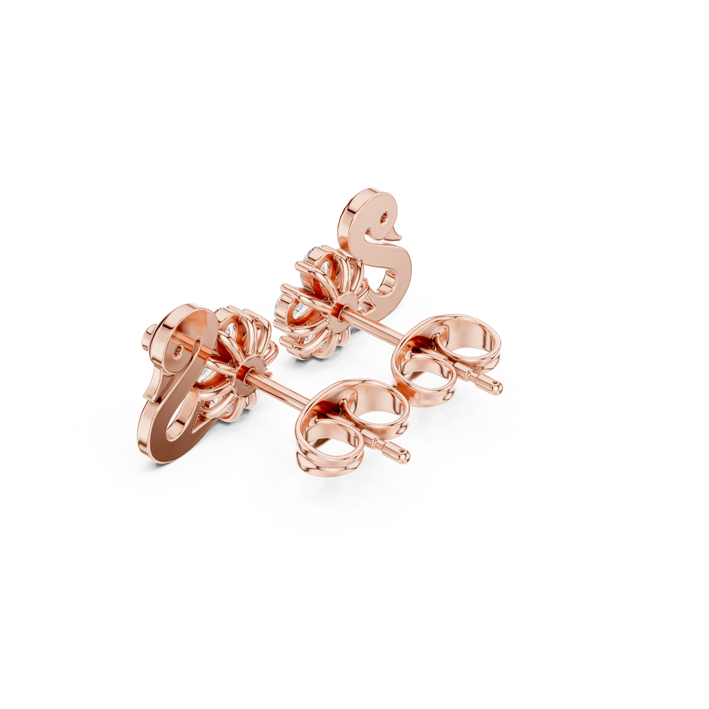 Pear Diamond Swan Stud Earrings