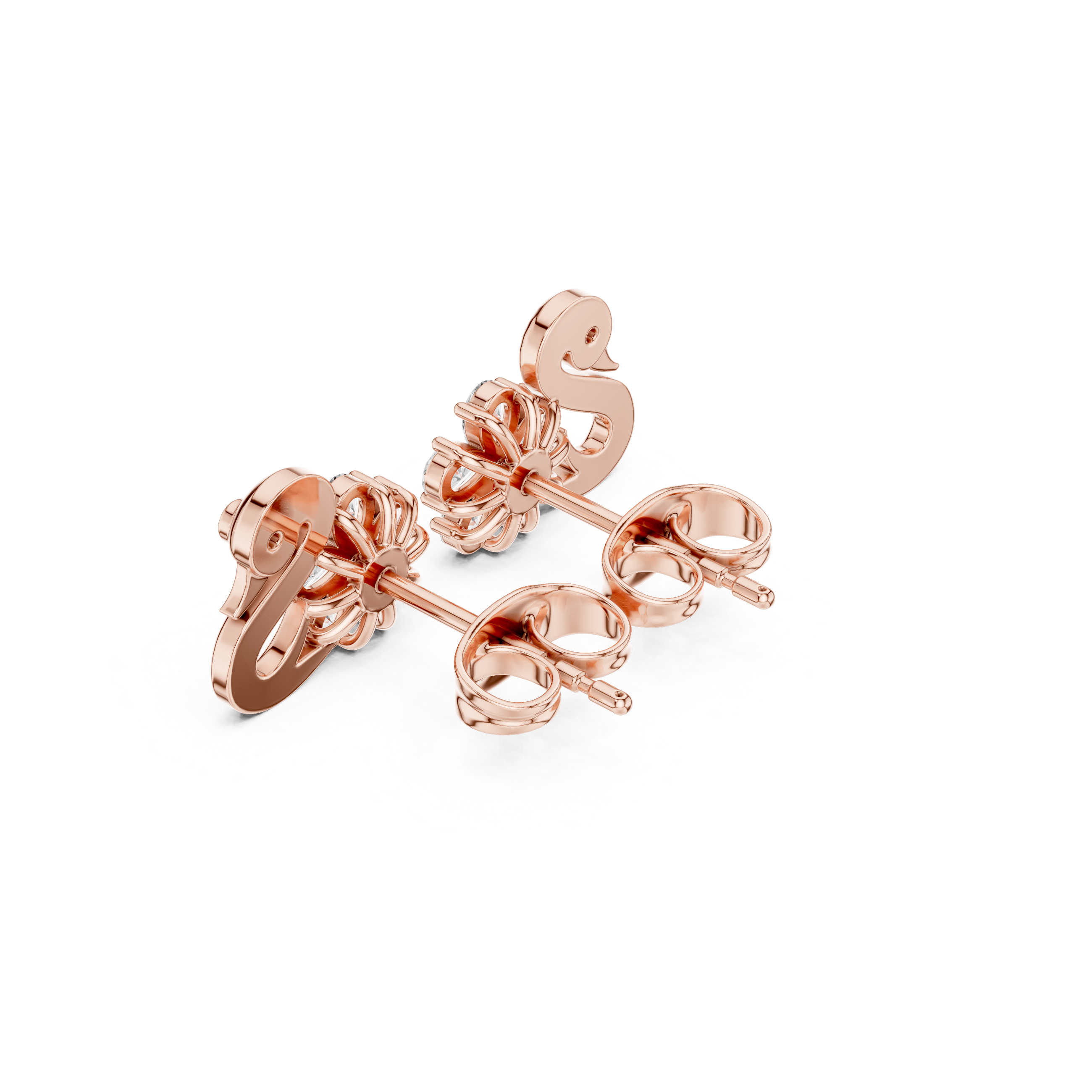 Pear Diamond Swan Stud Earrings