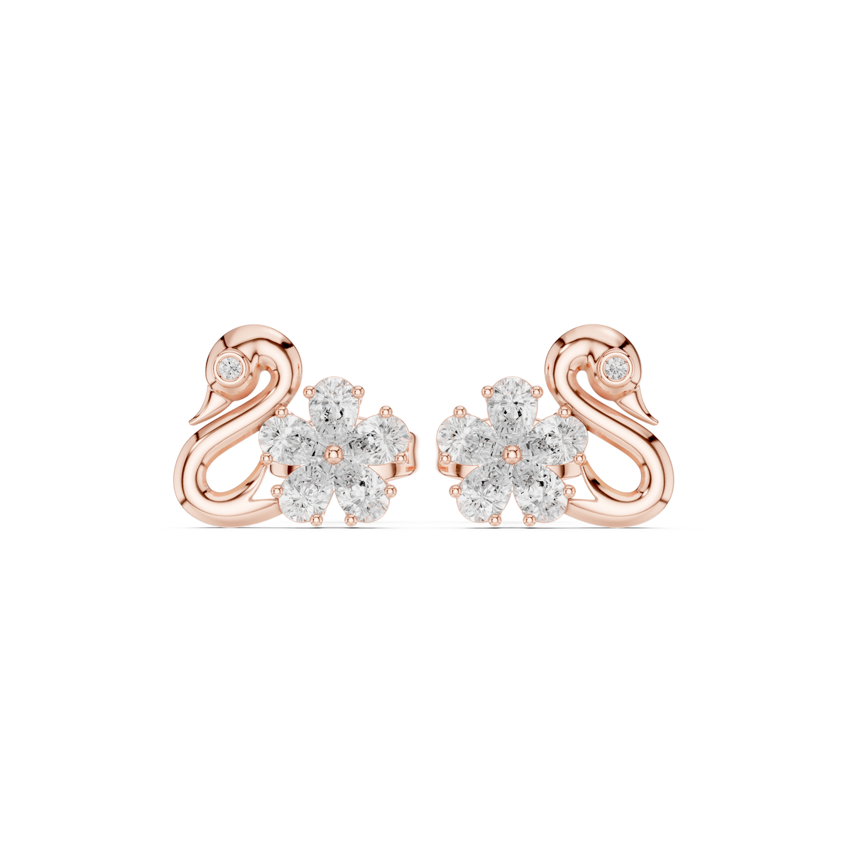 Pear Diamond Swan Stud Earrings, gallery image — Jewelix Atelier
