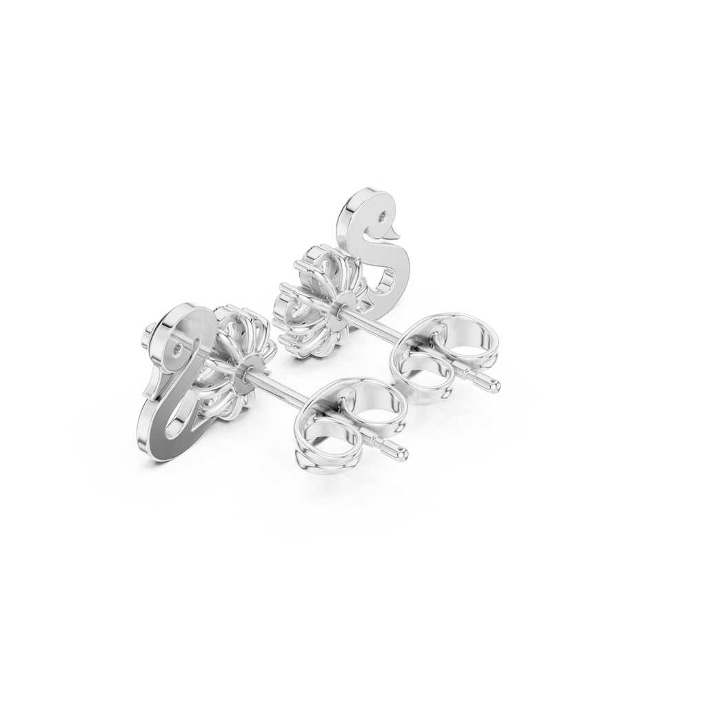 Pear Diamond Swan Stud Earrings