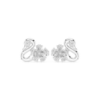 Pear Diamond Swan Stud Earrings