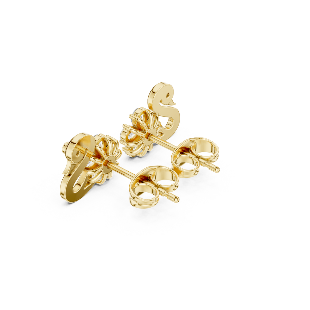 Pear Diamond Swan Stud Earrings