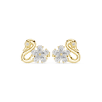 Pear Diamond Swan Stud Earrings